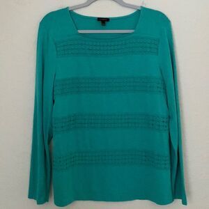 Talbots Long Sleeve Green Top Size L